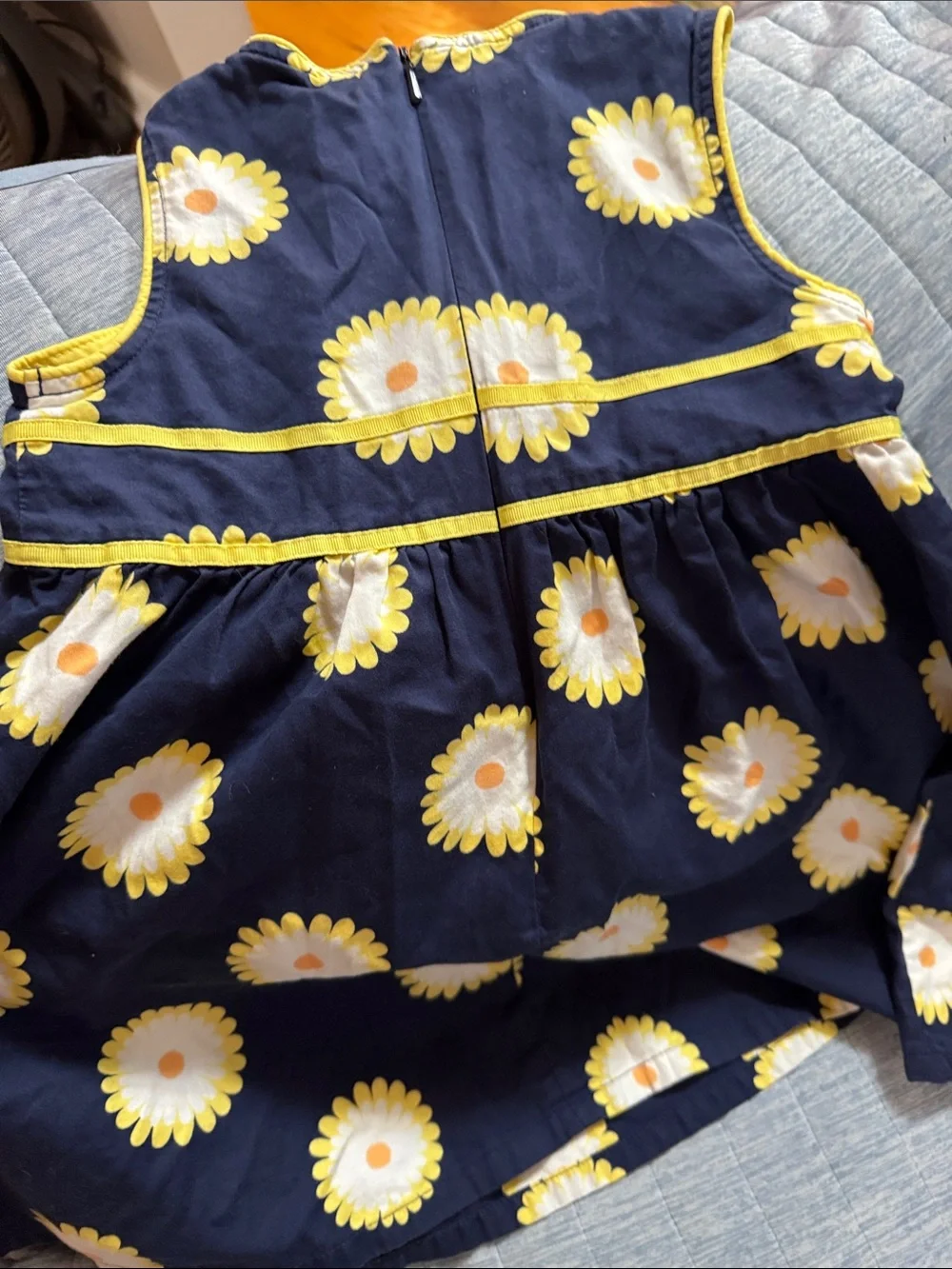 Gymboree Navy Dress with Yellow and White Daisy Print